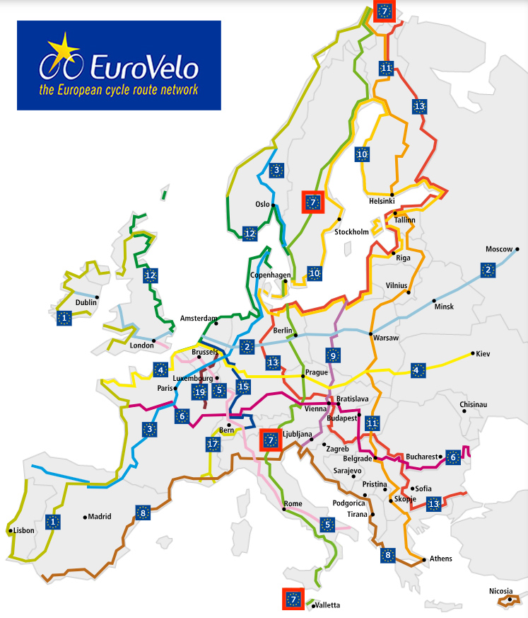 Mappa Eurovelo